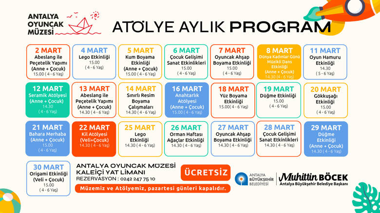 ANTALYA OYUNCAK MÜZESİ MART AYI ATÖLYE ETKİNLİK TAKVİMİ