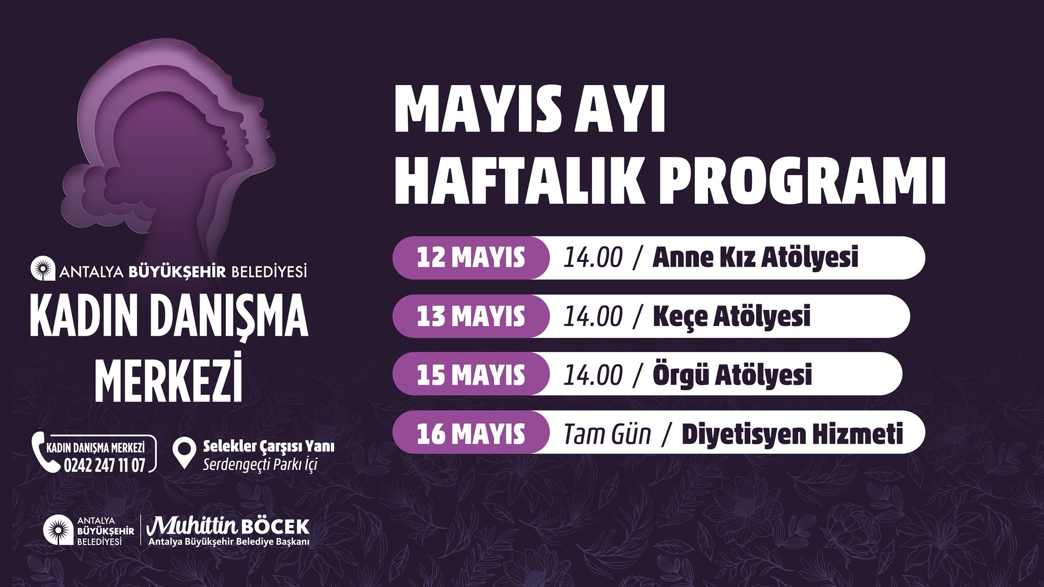 KADIN DANIŞMA MERKEZİ MAYIS AYI HAFTALIK PROGRAMI