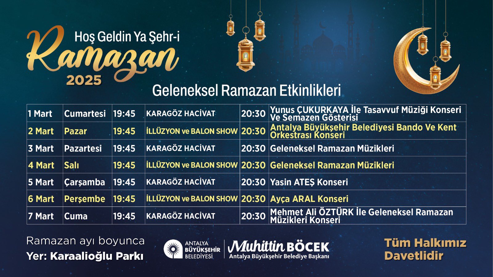 GELENEKSEL RAMAZAN ETKİNLİKLERİ HAFTALIK PROGRAMI