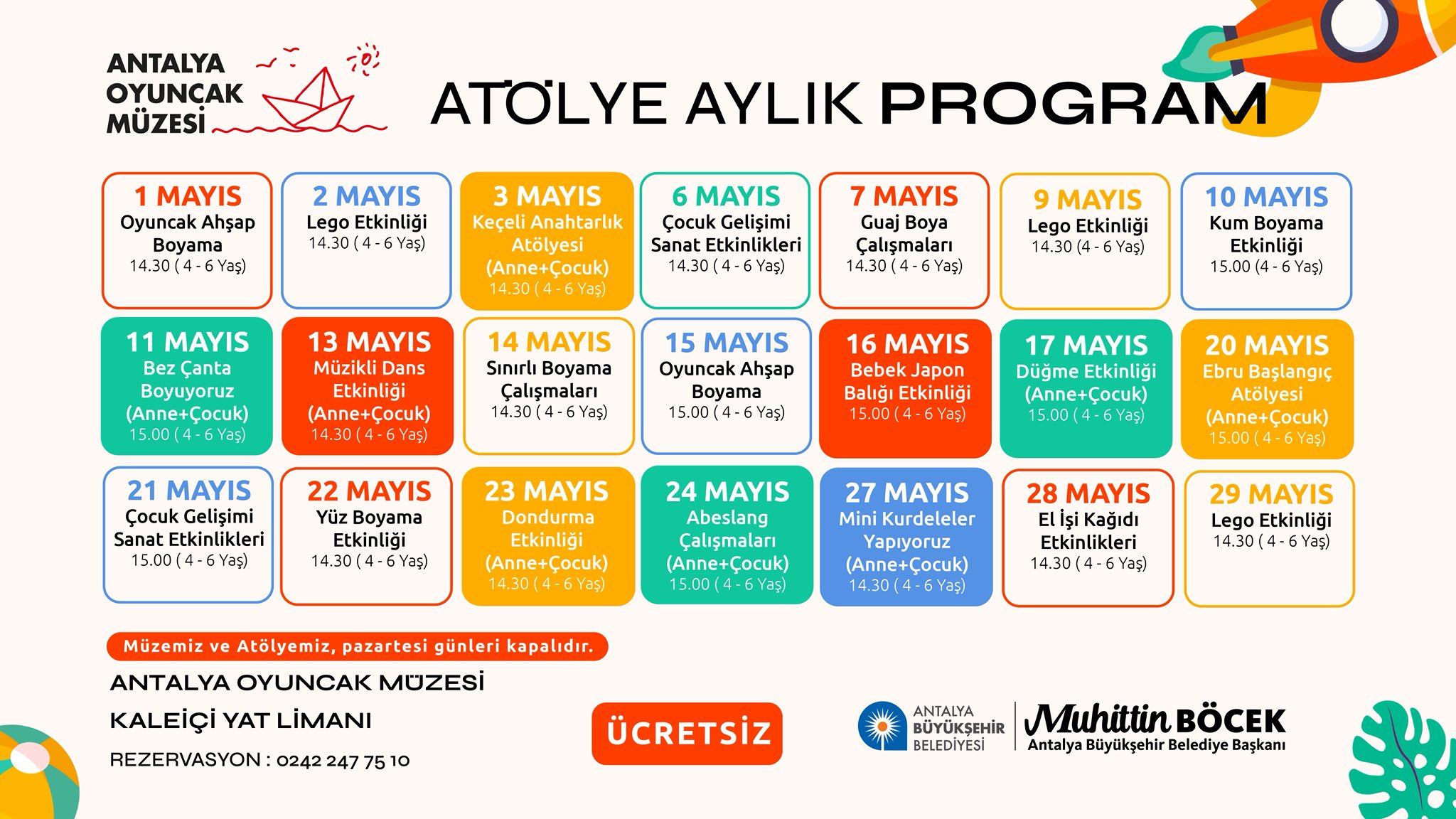 ANTALYA OYUNCAK MÜZESİ MAYIS AYI ATÖLYE ETKİNLİK TAKVİMİ