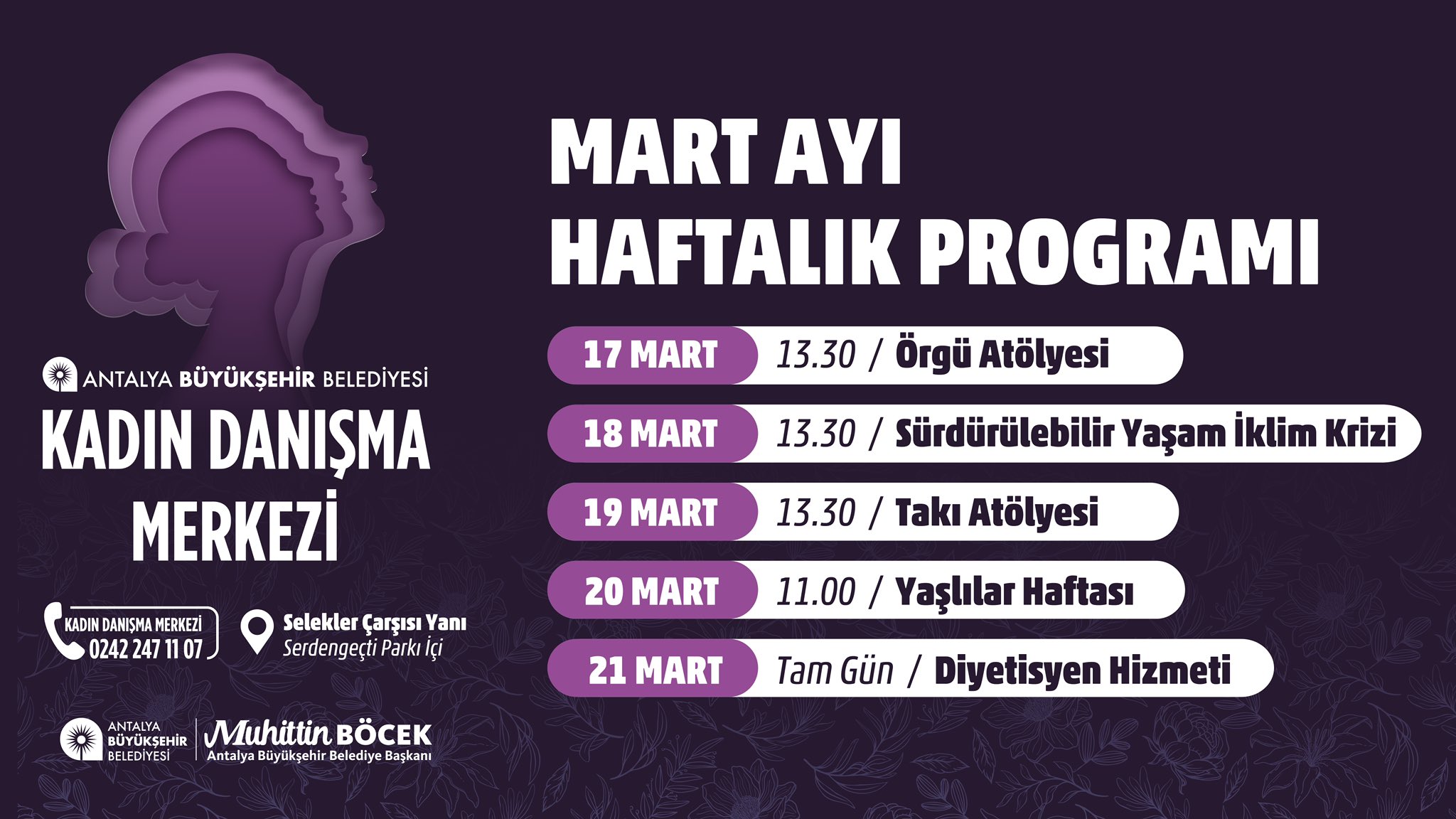 KADIN DANIŞMA MERKEZİ MART AYI HAFTALIK PROGRAMI