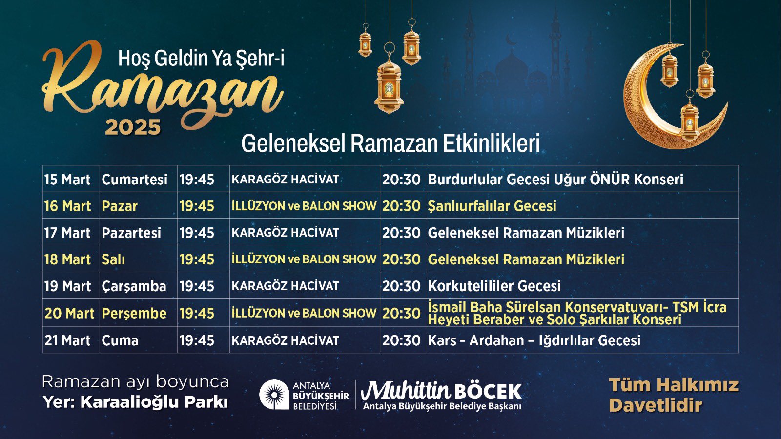 GELENEKSEL RAMAZAN ETKİNLİKLERİ HAFTALIK PROGRAMI