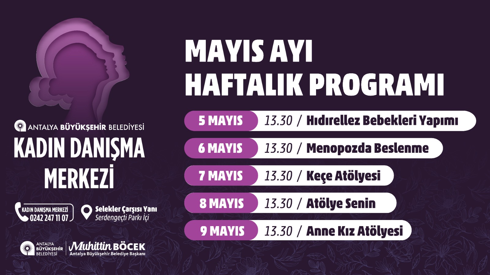 KADIN DANIŞMA MERKEZİ MAYIS AYI HAFTALIK PROGRAMI